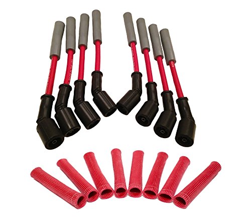 Hinson Motorsports red 8.5mm spark plug wires for LS and Gen V LT — straight boot with red heat boots