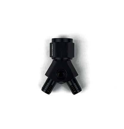 8AN to 10mm Y-Adapter Black Anodized Billet Fuel Distribution Fitting