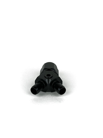 8AN to 10mm Y-Adapter Black Anodized Billet Fuel Distribution Fitting (view 3)
