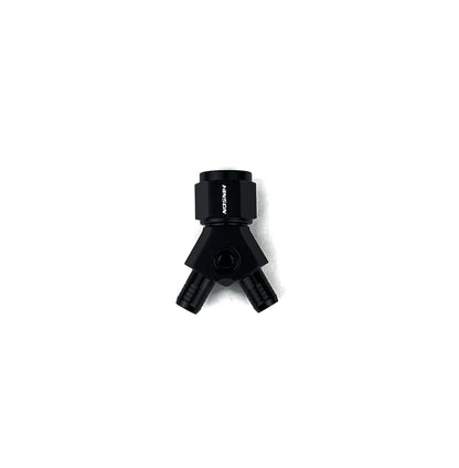 8AN to 10mm Y-Adapter Black Anodized Billet Fuel Distribution Fitting (view 4)