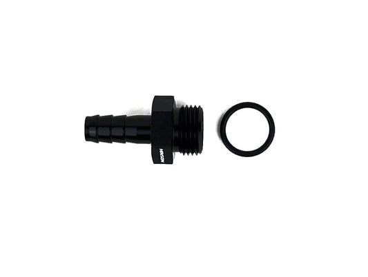 -8 ORB to 10mm Barb Adapter Black with O-Ring E85 Safe