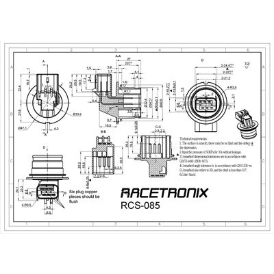 6-Way APEX 2.8 Fuel Tank Bulkhead Connector Set In-Tank Electrical Pass-Through (view 4)